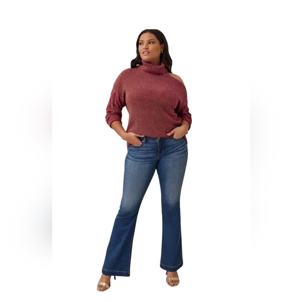 Torrid Metallic Pullover Turtle Neck Cold Shoulde… - image 2